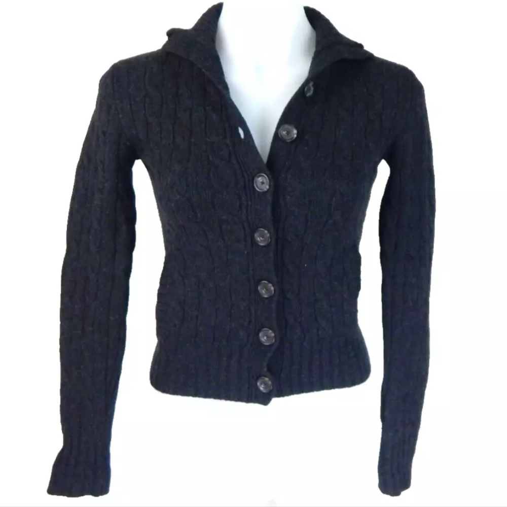 Ralph Lauren Charcoal Cable Knit Cardigan